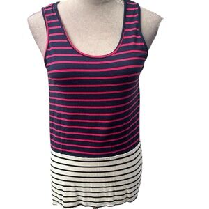 NWTs Cupio Navy and Fuchsia Striped Top oversized fits up to M/L